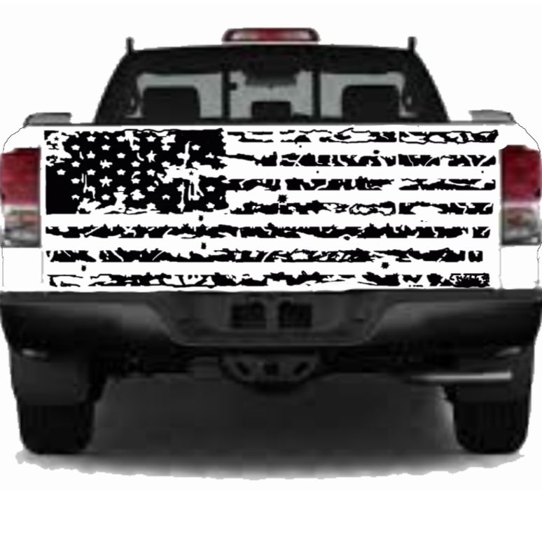 American Flag Tailgate Decal, Distress American Flag Auto Side Graphic