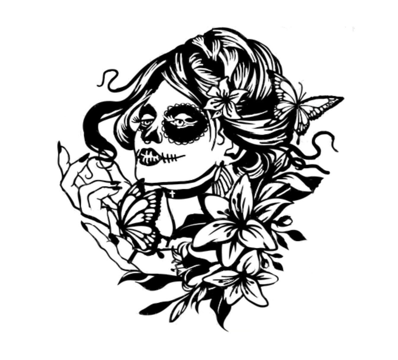 Skull Girl Decal, Skull Girl Sticker, Sugar Skull, Female Skull Decal, Female Skull Sticker, Girly Skull Decal, Girl Skull Sticker
