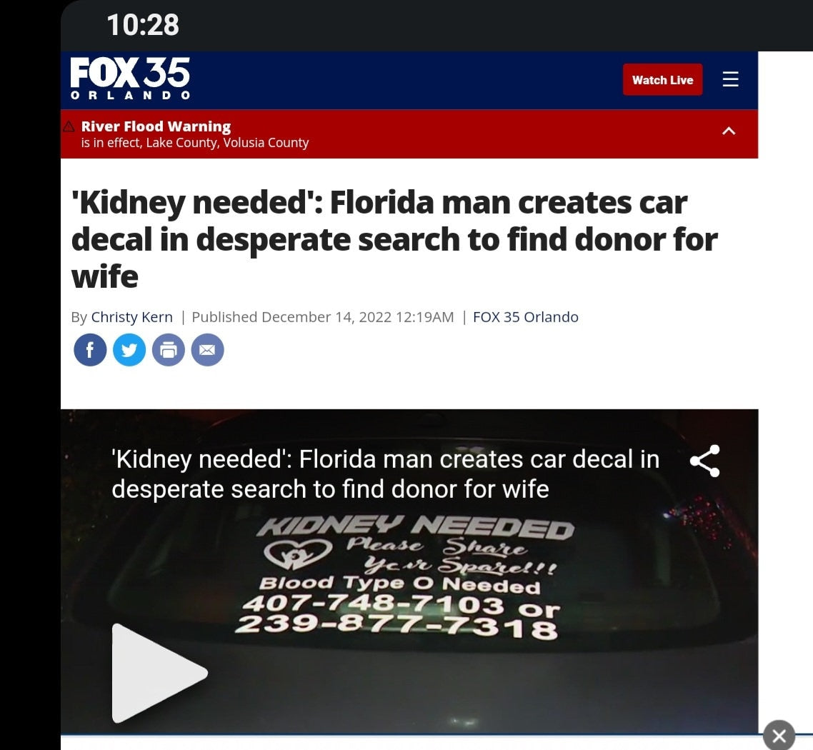 Advertise for a Kidney Donor, Search for a Kidney Donor, Find a Kidney Donor, Kidney Donor Search, Kidney Donor Decal, Share Kidney